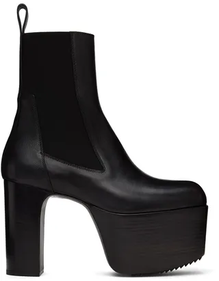 Rick Owens Black Platform Chelsea Boots