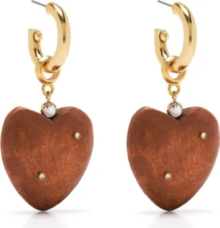 Gold-Plated Wes Wooden Drop Earrings