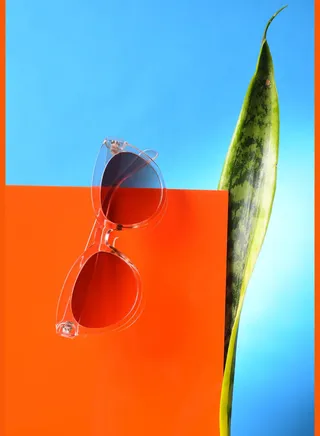 Women Brown Lens White Cateye Sunglasses