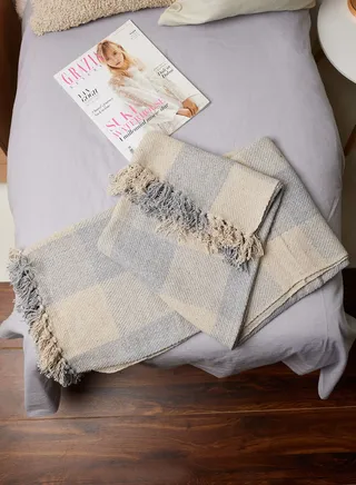 Grey Checkboard Throw