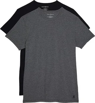 Psycho Bunny 2-Pack Crew Neck Underwear Tee (Mixed Grey Black) Men's Clothing