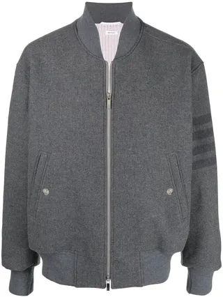 4-Bar stripe oversized bomber jacket