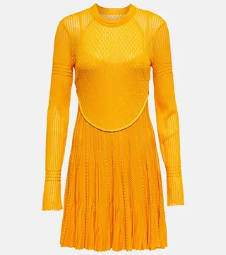 Pleated knit minidress