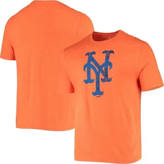 Men's Fanatics Heathered Orange New York Mets Weathered Official Logo Tri-Blend T-shirt