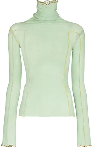 Rib-Knit Turtleneck Top