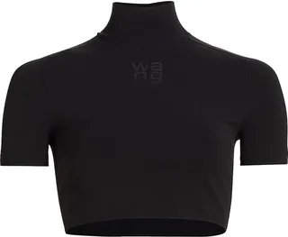 Logo Cropped Turtleneck Top