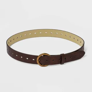 Women's Plus Size Center Bar Belt - Ava & Viv™ Brown 1X