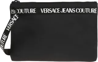 Jeans Couture Logo Top Zip Clutch