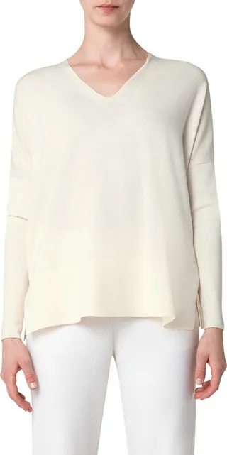 Oversize V-Neck Virgin Merino Wool Sweater