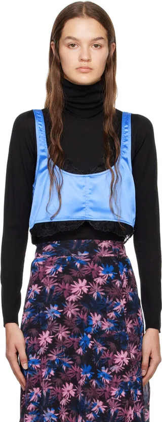 GANNI Blue Cropped Camisole