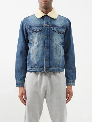 Shearling-collar Denim Jacket
