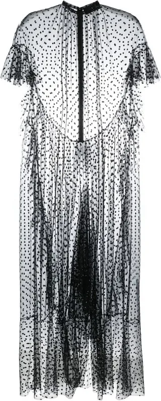 Polka Dot Sheer Maxi Dress