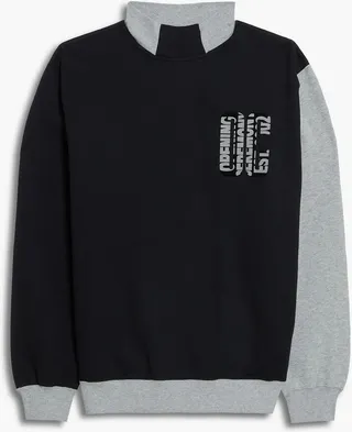 Printed cotton-fleece turtleneck sweatshirt