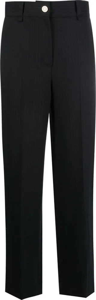 Pinstripe Straight-Leg Trousers