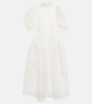 Beaded lace and silk minidress