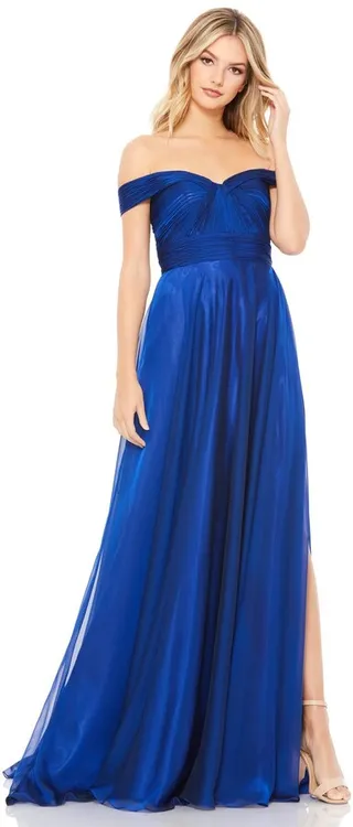 Off The Shoulder Ruched A Line Gown