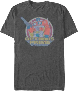 Men's Transformers Optimus Prime Retro Circle T-Shirt - Charcoal Heather - Small