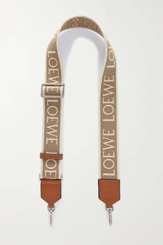 Loewe - Anagram Leather-trimmed Canvas-jacquard Bag Strap - Brown