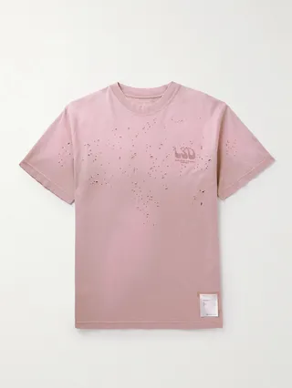 Distressed Logo-Print MothTech™ Cotton-Jersey T-Shirt