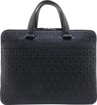 Leather briefcase with all-over Gancini motif