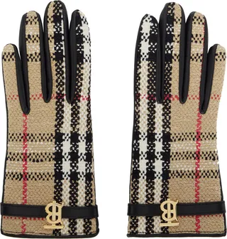Burberry Black & Beige Vintage Check Gloves