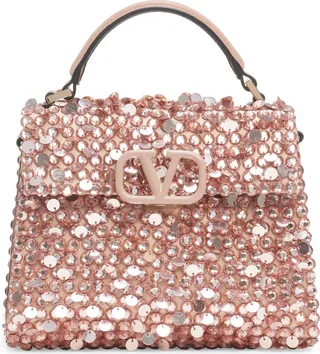 Mini VSling Crystal & Paillette Top Handle Bag