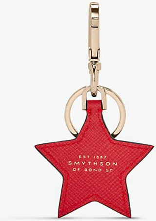 Scarlet Red Panama Star-shaped Leather Keyring