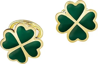 18K Gold Vermeil & Green Onyx Clover Cufflinks