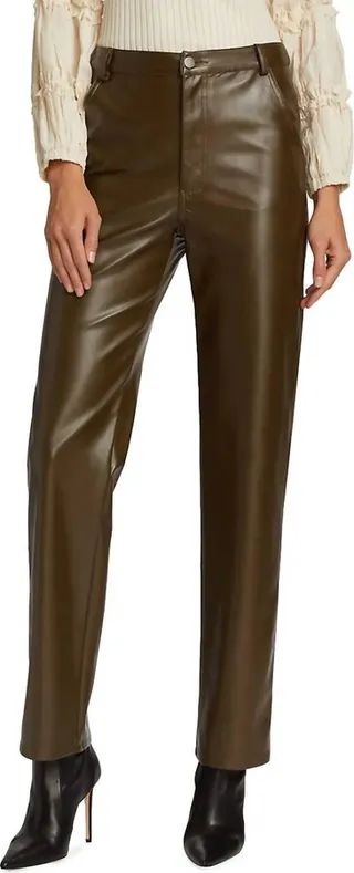 Lana Vegan Leather Trouser in Olive