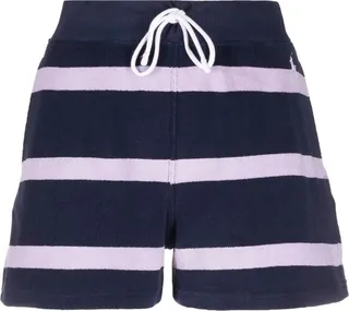 Striped Drawstring Terry-Cloth Shorts