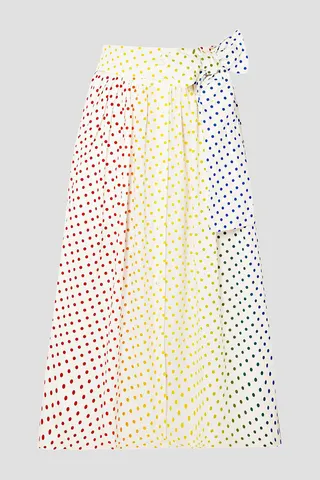 Polka-dot flocked cotton-blend poplin midi skirt