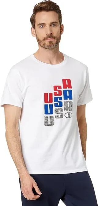 Champion Americana Classic Graphic Tee I (White) Men's Clothing