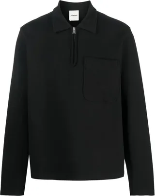 Zip-Fastening Long-Sleeve Jumper
