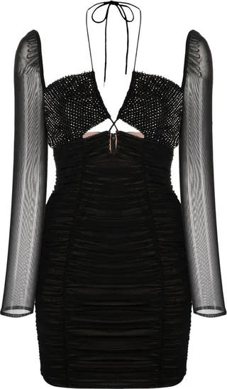 Crystal-Embellished Mesh Dress