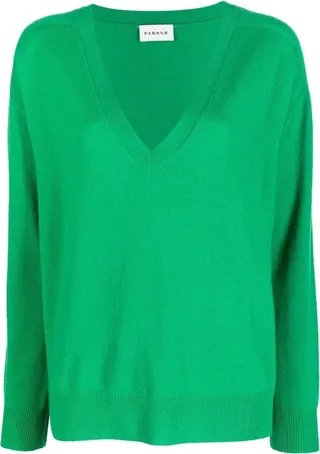 fine-knit V-neck jumper