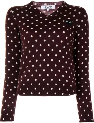 polka dot-print V-neck jumper