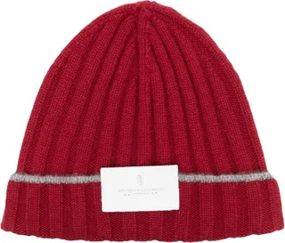 Logo-Patch Ribbed Cashmere Beanie