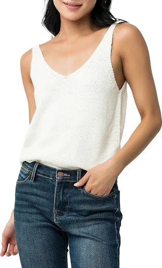 Textured V-Neck Sweater Top