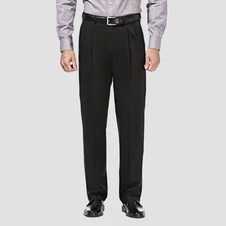 Haggar Men's Premium No Iron Classic Fit Pleated Casual Pants - Black 36x34