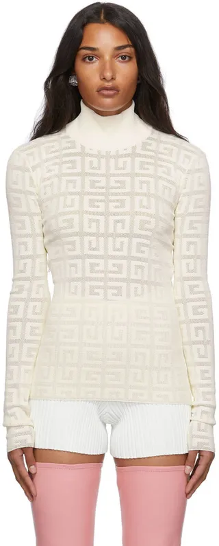 Givenchy Off-White Open-Knit 4G Turtleneck
