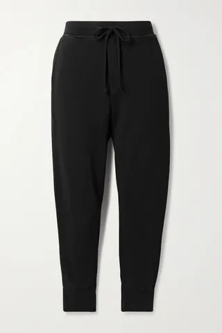 Nili Lotan - Nolan Cropped Cotton-jersey Track Pants - Black