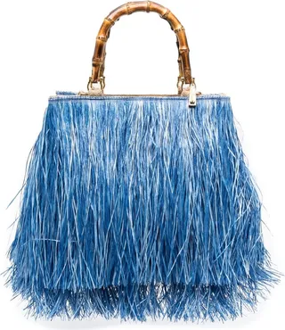 Scicli fringed-raffia tote bag
