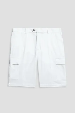 Embroidered cotton-blend twill shorts