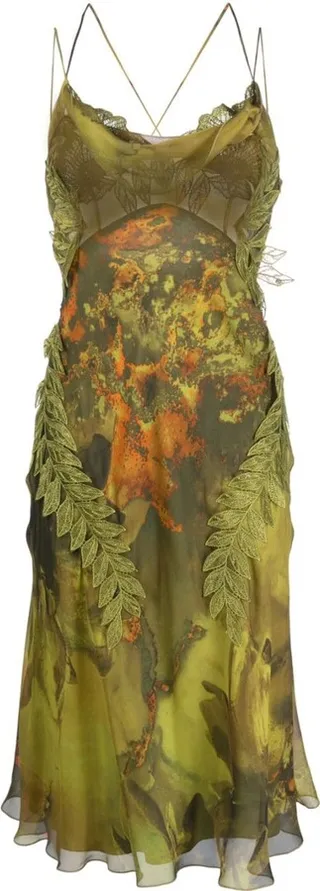 Abstract-Print Silk Dress