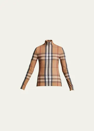 Emery Check Turtleneck Top
