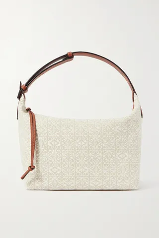 Loewe - Cubi Anagram Medium Leather-trimmed Canvas-jacquard Tote - Brown