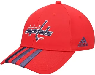 Men's Red Washington Capitals Locker Room Three Stripe Adjustable Hat