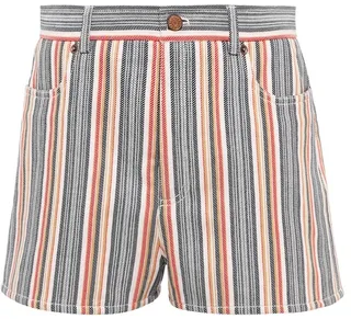 Striped denim shorts