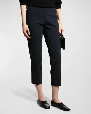 Audrey Straight-Leg Stretch-Wool Cropped Pants