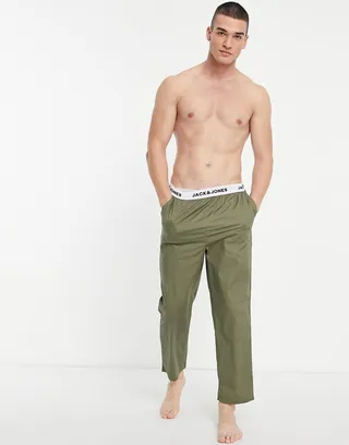 Jack & Jones woven lounge bottoms in khaki